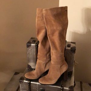 Sam Edelman Tall Suede Knee-High Boots in Cognac Brown